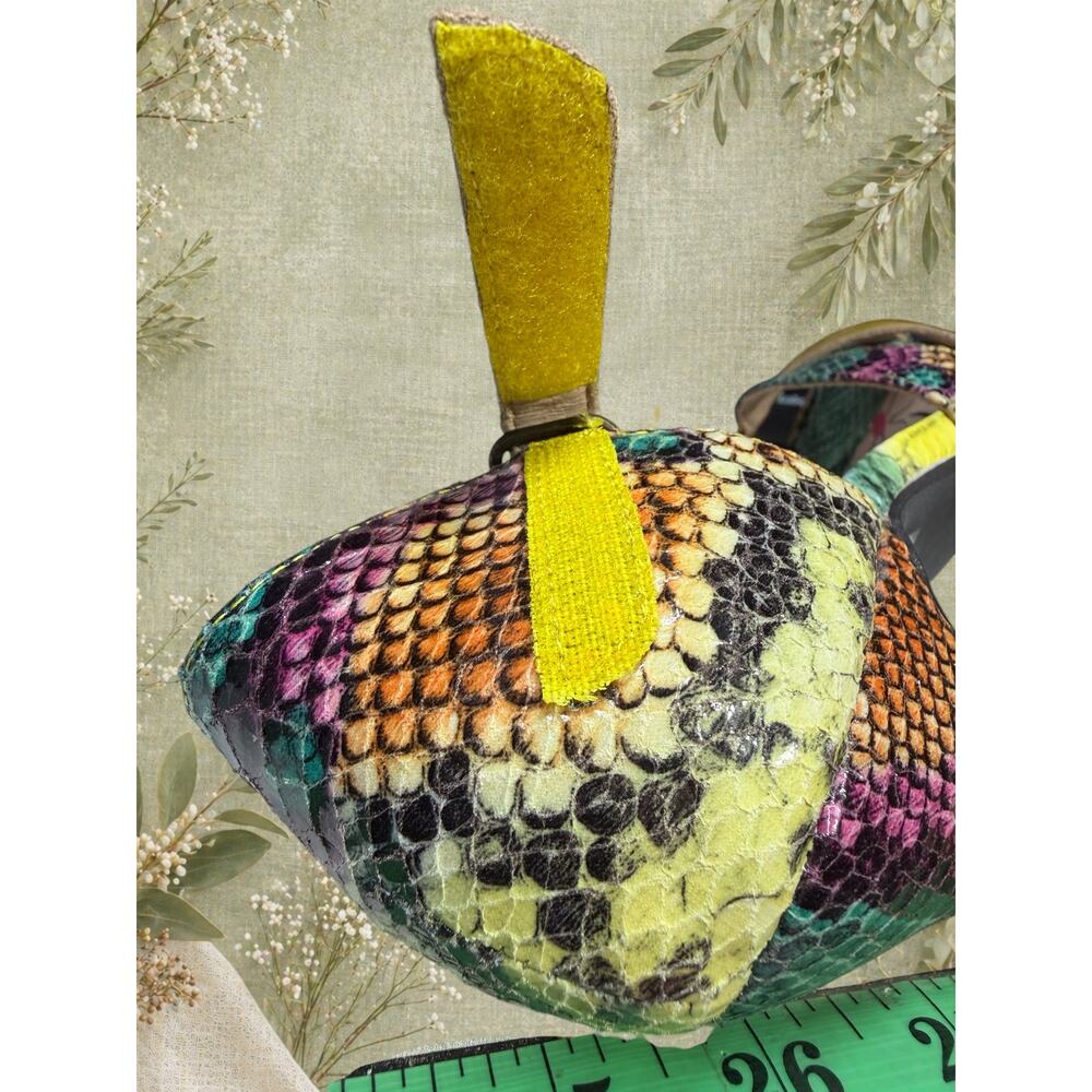 Y2K Spring Step L’Artiste Multicolor Snakeskin Leather Sandals Kitten Heel EU 37 - Picture 10 of 13